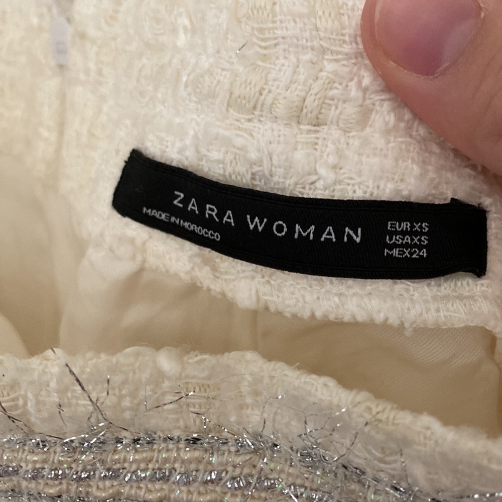 Zara Snow White Tweed High-Waist Skirt - Picture 5 of 5